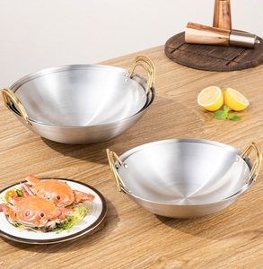 Commercial Restaurant Stainless Steel Non-Stick Wok <strong>Small</strong> Double Ear Dry Pot with Tripod Hot <strong>Frying</strong> <strong>Pan</strong> for Alcohol Stove - Product Image 3