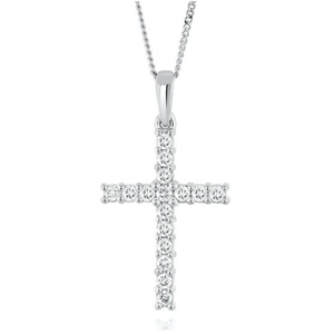 <b>Cross</b> Style White Gold Plated Sterling Silver Synthetic Moissanite Jewelry Necklace <b>Cross</b> Pendants - Product Image 2