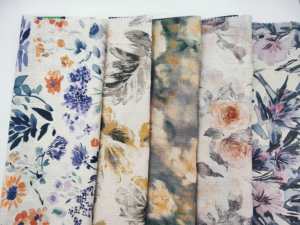 Usine directe personnalisé numérique imprimé 30% <span class=keywords><strong>lin</strong></span> 70% <span class=keywords><strong>Viscose</strong></span> mélangé réactif colorant tissu d'impression pour robe - Product Image 2