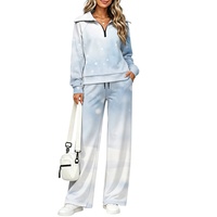 Ensemble assorti de Noël personnalisé OEM pour femme : sweat-shirt à col à revers et demi-zip, pantalon large – Collection Hiver