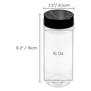 PET Empty Plastic 230-450ml Dishwasher Safe Eco-Friendly <b>Spice</b> Shaker Containers with Flapper Cap Pepper Salt <b>Jar</b> Set - Product Image 2
