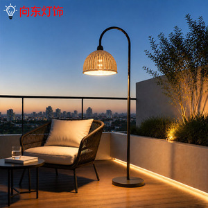 Lámpara de pie de arco tejida a mano para exteriores, decorativa para jardín, terraza, balcón, patio, césped y paisajismo. - Product Image 1