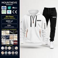 Conjunto de chándal de punto gofrado para hombre con capucha, media cremallera, doble cremallera, bolsillo canguro, bolsillo en la manga y pantalones jogger, estilo urbano, hecho a medida