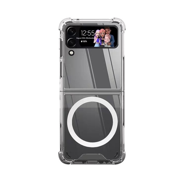 Clear TPU+PC Magnetic Folding Embossed Four-corner Anti-Drop Shockproof Phone case Cover for Samsung Galaxy Z Fold Flip 3 4 5 6