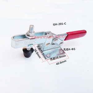 Herramienta de sujeción rápida horizontal GH-201-C, abrazadera metálica con mango rojo para fijación de madera y uso en taller - Product Image 3