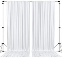 Rideau de toile de fond blanc de 10 pieds x 5 pieds pour les fêtes de mariage panneaux de rideaux de toile de fond sans rides pour le tissu de polyester d'anniversaire