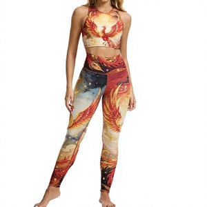 <b>Tie</b> <b>Dye</b> Yoga Set 2 Piece High Waist <b>Leggings</b> Crop Top Spaghetti Strap Full Length Four-Way Stretch Women's Activewear Gym wear - Product Image 3