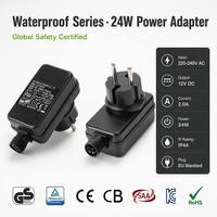 Adaptateur secteur étanche IP44 12V 2A AC DC, prise EU, alimentation murale 24W pour bande LED, éclairage extérieur