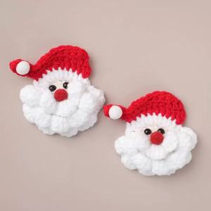 Broche en forme de tête de vieil homme en crochet de Père Noël, accessoire en laine, épingle à cheveux, décoration de Noël, cadeau de Noël pour fête - Product Image 3