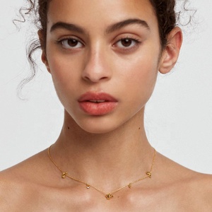 LOZRUNVE 925 Sterling Silver Gold High Quality Polish Elegant Trend <strong>Lily</strong> Petal Flower Charm <strong>Necklace</strong> - Product Image 3