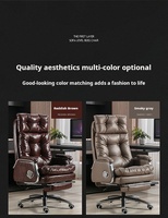Chaise de bureau exécutive ergonomique de luxe moderne avec cuir véritable, fonctionnalités réglables, structure en acier inoxydable