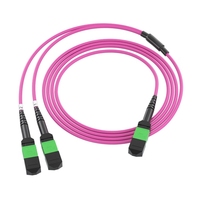 Kabel Breakout Fanout MPO APC 16F ke 2xMPO 8F OM4 Multimode Low Loss Fiber Patch Cord untuk Interkoneksi Pusat Data 800G/1.6T