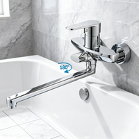 Robinet de salle de bain moderne à poignée unique, mural, rotatif, en alliage de zinc, avec noyau en céramique, adapté aux hôtels et appartements