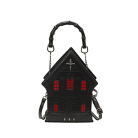 Sac à bandoulière punk à rivets, sac messager, sac à main original en forme de maison pour femme