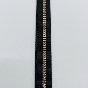 Elástico tejido de 1CM de alta tenacidad de nailon y poliéster de diseñador con rayas metálicas en las correas medias para uso en exteriores - Product Image 1