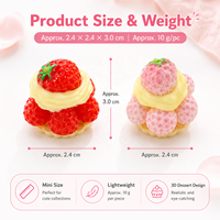 En gros Cabochons 3D Gâteau à la Crème Fraise, Breloques Faux Desserts, Accessoires DIY pour Décorations en Crème Fouettée et Colle Decoden