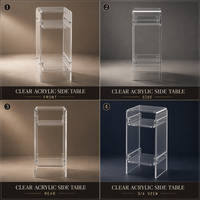 Table d'appoint compacte verticale en acrylique transparente à 2 niveaux, bords polis et arrondis, personnalisable, très vendue