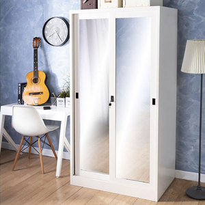 Armoire en métal acier armoire almirah <span class=keywords><strong>placard</strong></span> meubles <span class=keywords><strong>de</strong></span> chambre à coucher noir transparent porte <span class=keywords><strong>coulissante</strong></span> <span class=keywords><strong>miroir</strong></span> armoire en verre dépoli - Product Image 4