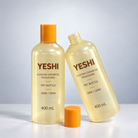 Bouteille de toner transparente en PET de 400 ml en gros, flacon vide pour soins du visage, conteneur d'emballage d'eau essentielle, couvercle à vis orange, logo personnalisé OEM