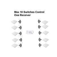 Interruptor de iluminación negro súper fino de 3 bandas de fábrica de China S123BL RF433MHz IP65 interruptor cinético a prueba de agua sin batería inalámbrico