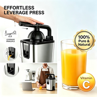 Presse-agrumes à levier orange avec aspiration stable, cône détachable, anti-fuite, pour table, moteur silencieux à faible bruit