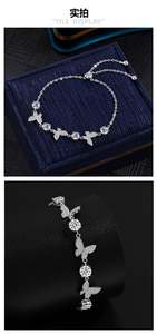 S925 Sterling <b>Silver</b> <b>Bracelet</b> with butterfly Shining Moissanite <b>Bracelet</b> - Product Image 3