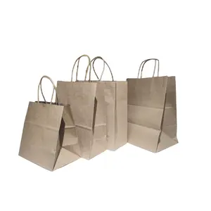 Food Cloth Packaging Twisted Handle Kraft Paper Bag Customized Logo Printed Shopping Paper Bags