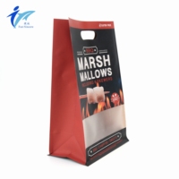 Sachet d'emballage alimentaire à huit soudures latérales, finition mate personnalisée, fond carré avec poignée pour marché, café, boulangerie