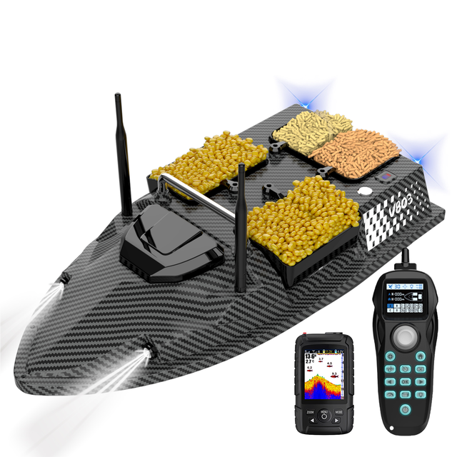 V803 Pro Built-in 500M Fish Finder GPS Bait Boat Color Screen Sonar Carp Fishing Bait Boat with Temps&Depth Locator Echo Sounder