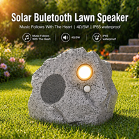 Haut-parleur de jardin intelligent étanche avec éclairage LED, alimenté par énergie solaire, haut-parleur Bluetooth sans fil pour l'aménagement extérieur