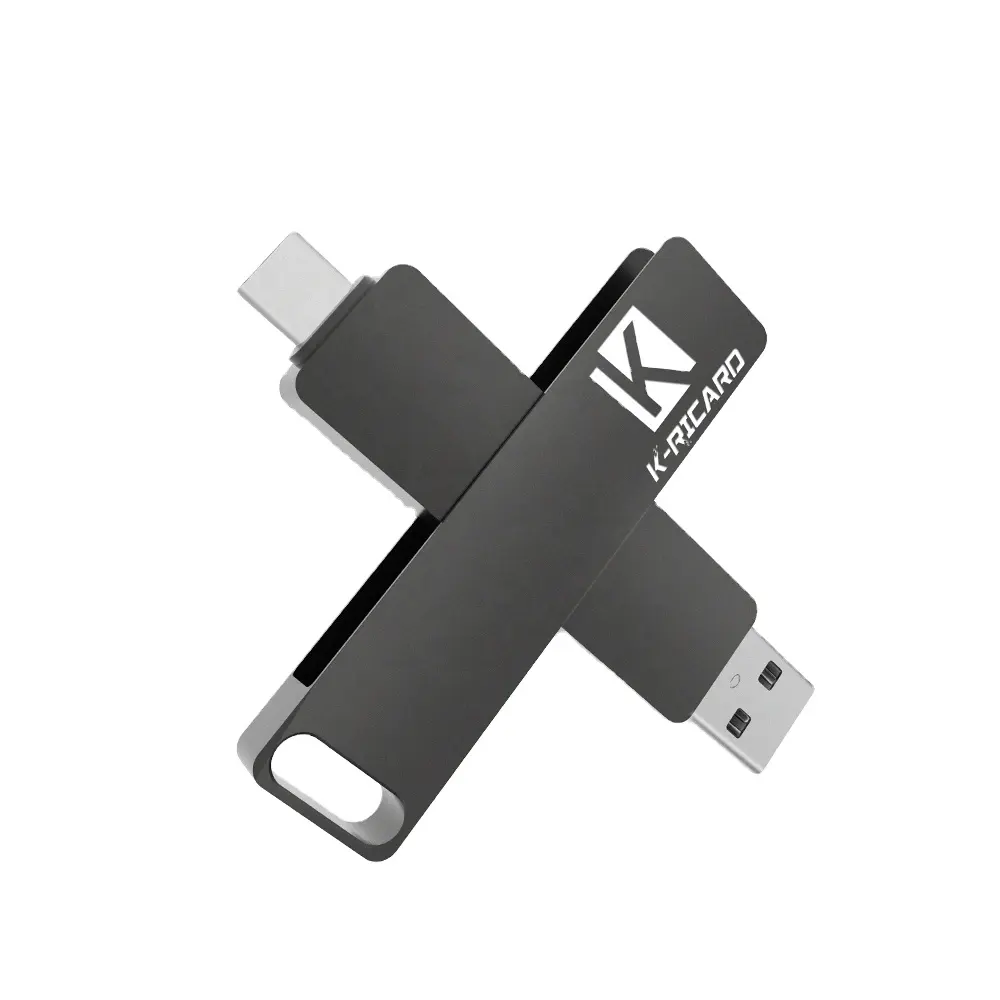 K-ricard 128GB 256GB 512GB 1TB 2TB OTG Swivel USB 3.1 Flash Drive U Disk Storage pour Type-C logo personnalisé