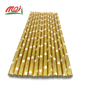 قشة شرب ورقية طبيعية 100% قابلة للتحلل الحيوي، قشة ورقية ذهبية للاستخدام مرة واحدة - Product Image 5