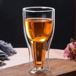 Nuevo Diseño, Vaso de Cerveza de Vidrio de Doble Pared de Borosilicato con Forma de Botella de Cerveza Invertida, 250 ml, 350 ml, Copa de Cerveza de Vidrio para la Copa Mundial de Fútbol - Product Image 1