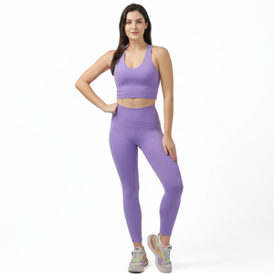Conjunto de Yoga Premium para Mujer, 2 Piezas, Leggings sin Costuras de Cintura Alta, Sujetador Deportivo Elástico, Ropa Deportiva para Gimnasio, Fitness, Running, Entrenamiento - Product Image 1