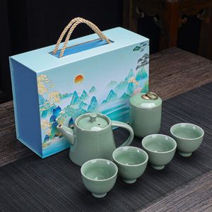 New <b>Ceramic</b> Tea Set National Trend Gift Box for Company Annual Meeting with Logo Printing - Product Image 3