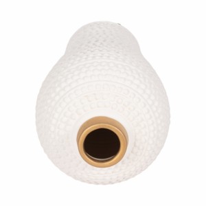Vaso in ceramica testurizzata con bordo in metallo e accenti a punti in rilievo per l'arredamento del soggiorno. - Product Image 5