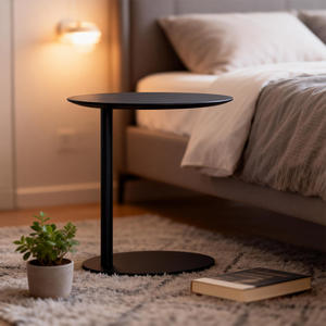 Tavolino Moderno di Lusso Leggero, Comodino, Tavolino da Caffè in Legno, Tavolino Angolare per Divano con Piano in Vetro - Product Image 3