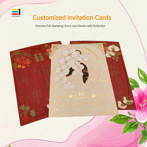 Cartes d'invitation de <span class=keywords><strong>mariage</strong></span> personnalisées exquises, estampage à chaud, gaufrage, impression offset, carton spécial doré, cartes haut de gamme, logo - Product Image 1