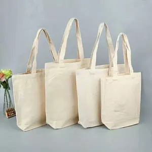Natural Color Canvas Tote Bag With Customize Logo Promotion Beach Shopping Bag With Digital Silk Logo