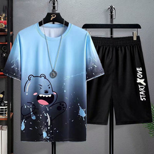 2026 Summer Outdoor Sports Suit Men's Short-sleeved Shorts Casual Fashion Two-piece Set Breathable Quick-drying Fitness Clothes - Product Image 2