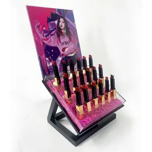 Ruj tutucu organizatör kozmetik renk makyaj Dresser şeffaf dudak parlatıcısı depolama organizatör Z şekli akrilik ekran standı