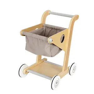 Wooden children's house simulation supermarket shopping cart infant kitchen toy Walker toys baby strollers toy for child