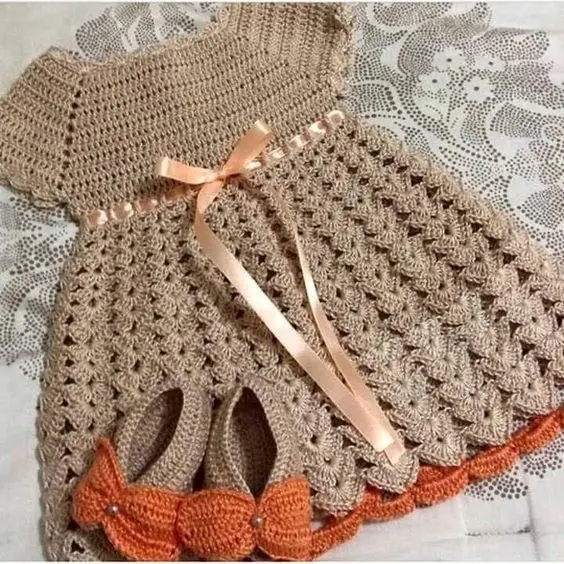 girls boutique clothing sets Baby Girl Cotton Knitting Crochet Dress summer With Crochet Shoes kids dresses for girls
