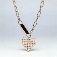 Pendentif d'amour de luxe plaqué or ; Collier en acier inoxydable pour femme ; Collier romantique pour couple ; Bijoux.