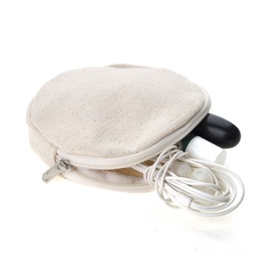 Canvas Key Pouch Round 5 Inch Coin Wallet Case With Zipper For Everyday Use - Product Image 1