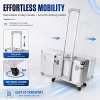 Valise de transport en aluminium sur mesure avec poignée télescopique et roulettes à 360° °   Roues pour équipement d'essai industriel portable