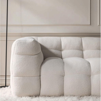 Canapé sectionnel moderne minimaliste nordique sur mesure, en éponge sherpa crème française, petit ensemble de meubles de salon