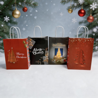 Sac fourre-tout en papier kraft vert recyclable 120 g/m² avec poignée personnalisable pour cadeaux de fêtes et vente au détail en café