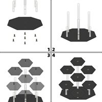 Support d'affichage hexagonal noir à plusieurs niveaux en acrylique pour figurines de blind box, cosmétiques, bijoux, organisateur de bureau