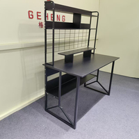 Bureau de jeu noir pour e-sport avec support pour écran et étagères de rangement, structure métallique, poste de travail pour joueurs